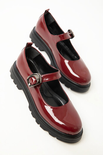 SOHO Burgunder Lackleder Damen Loafer Schuhe 20262