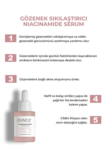 SİNOZ Σύσφιξη των πόρων Sebum Balancing Anti-Acne Serum Niacinamide 10% + Zinc Pca 1% 30 Ml