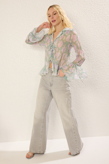 Trendyol Collection Colorful Ruffle Detailed Tie up Shirt - Twoss25Go00090