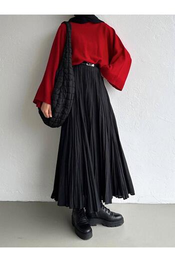 MELEK ARAZ Black Voile Crush Skirt