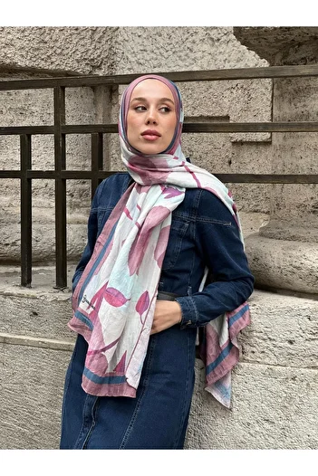 Modakaşmir Σάλι μπαμπού με μοτίβο μαργαρίτας