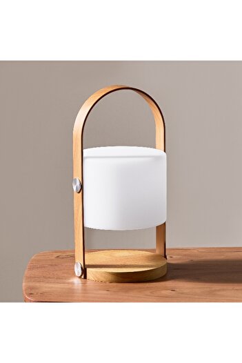 Home Box Solin Lamp with Wooden Handle and Battery 5h - 17x32 cm