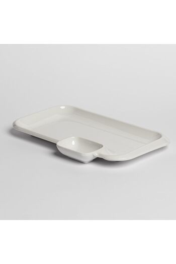 mastergold Melamine Divided Plate (21cm * 12cm) Multi Use for French Fries ,Sushi ,Desserts ,Sauces and Snacks