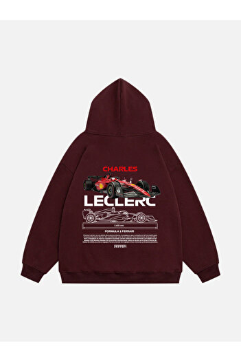 Mad&Calf Unisex φούτερ Charles Leclerc με στάμπα με κουκούλα Fleece Oversize