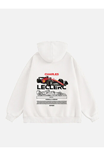 Mad&Calf Unisex φούτερ Charles Leclerc με στάμπα με κουκούλα Fleece Oversize