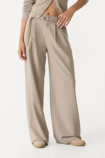 Stradivarius Smart wide-leg trousers with buckle detail