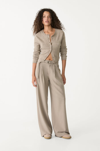 Stradivarius Smart wide-leg trousers with buckle detail