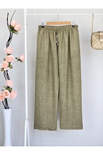 ENDAMIM Linen Pant Large Size Comfortable Fit Without Cover Waist Elastic Size 40-50