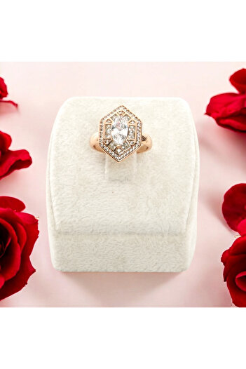 XUPING JEWELRY Xuping Jewelery Paslanmaz Çelik Altıgen Kesim Taşlı Yüzük