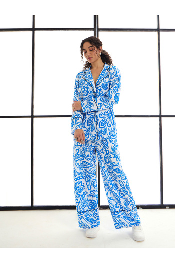 Sassafras By Styli All Over Print Shirt & Straight Leg Pants Co-Ords