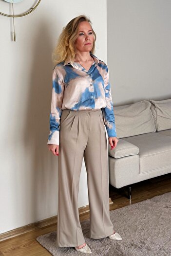 Byelmira Women's Palazzo Trousers Cream