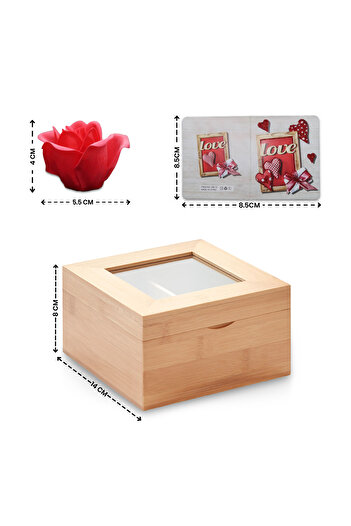 JINOU Scented Rose Soap in Premium Bamboo Box – Perfect Valentine's Day Gift for Loved Ones