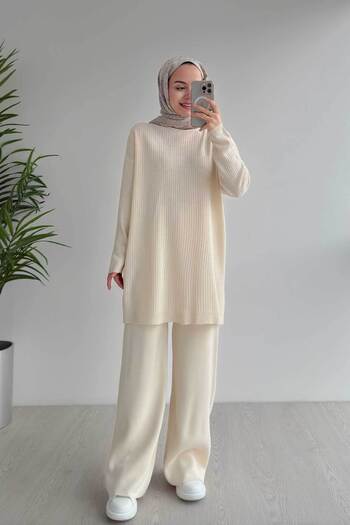 Ka Hijab Σετ πλεκτών Anje Hijab - Μπεζ