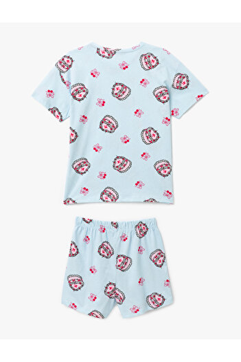 Koton Pamuklu Baskılı Kısa Kollu Kadın Şortlu Pijama Takımı