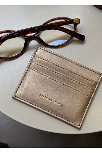 KİLİGİSTANBUL Plain Gold Color 6 Compartment Card Holder