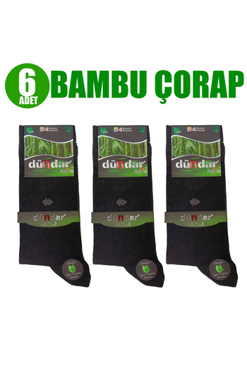 Dündar Plus 4 Seasons Seamless Soft Wash Scented 6 Pieces Black Men's Bamboo Socks