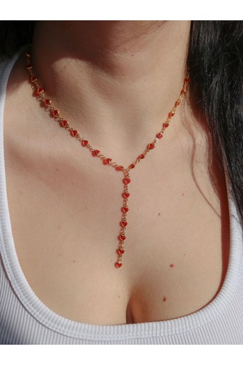 Reorah Collection Red Infinite Heart Y Necklace