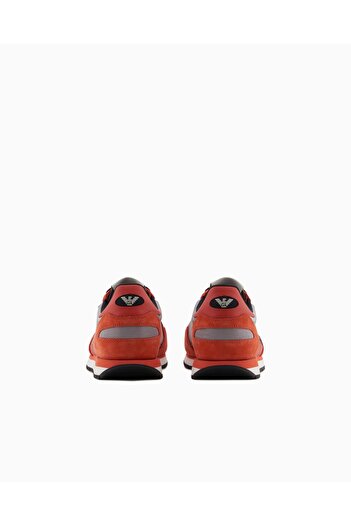 Emporio Armani Erkek Logolu Normal Kalıp Bağcıklı Günlük Çok Renkli Sneaker X4X537 XN730-U550