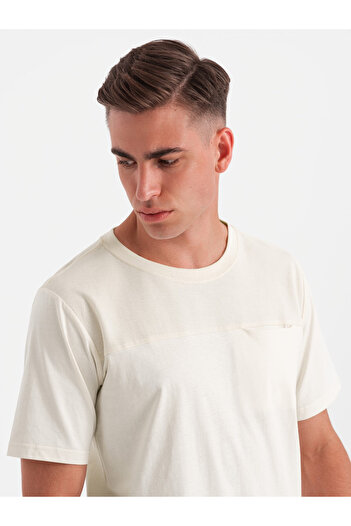 OMBRE Herren LOOSE FIT T-Shirt mit Tasche - weiß V8 OM-TSCT-0171 L