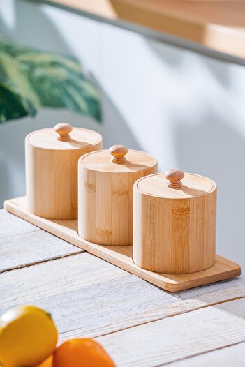 ACAR 3-Piece Spice Set with Bamboo Stand
