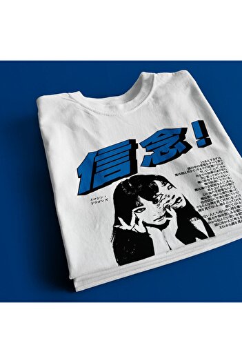 CC STORE Oversize Unisex Pattern Y2k Japanese Themed Japanese T-Shirt White T-shirt