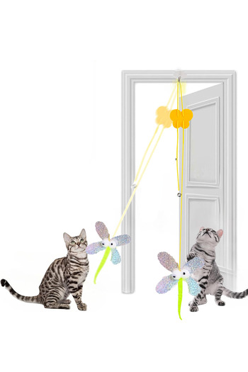 Factorial Colorful Cat Toy - Rattles, Drawstring Feather, Plush Self-Adhesive