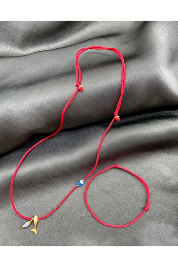 Concept HuBuTU Gift Minimal Red String Necklace and Bracelet Set