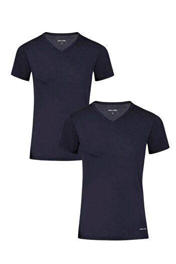 Pierre Cardin Ανδρικό μπλουζάκι Navy Blue - 100% βαμβάκι, λαιμόκοψη V, 2-στήθος, εσώρουχο Q5.U.5O.K3.K.A.P.C