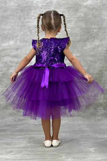 Tarz Çocuk Tutu Skirt Sequin Sequin Girl's Party Dress