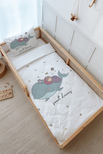 Tuğba Kuğu Pure Baby Montessori Duvet Cover Set - Whale and Children (100X200)