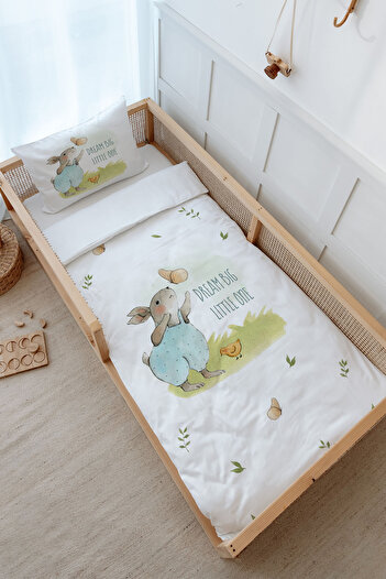 Tuğba Kuğu Pure Baby Montessori Duvet Cover Set - Rabbit Playing with Butterfly (100X200)