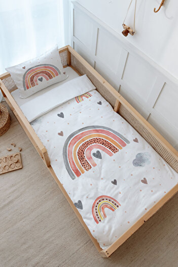 Tuğba Kuğu Montessori Iconic Series Duvet Cover Set - 100X200 Salmon Rainbow