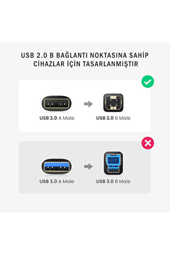 Ugreen Usb To Usb-b Tarayıcı Yazıcı Kablosu 1 Metre