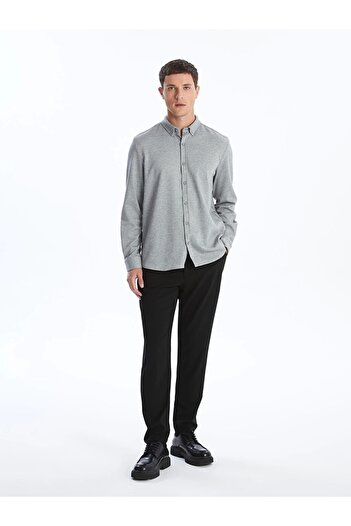 LC Waikiki LCW Vision Сірий Slim Fit Довгорукавна чоловіча сорочка