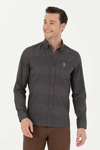 U.S. Polo Assn. Чоловіча сорочка з довгими рукавами, антрацит 50272440-VR006