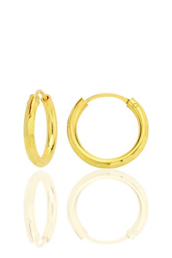 Söğütlü Silver Gümüş altın yaldızlı lazer kesimli 16 mm halka küpe SGTL12748GOLD