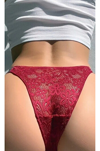 LOVE GO Lacy Glitter Claret Red Panties