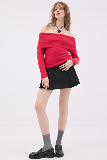 Addax Soft Textured Madonna Collar Knitwear Sweater K3383-B6