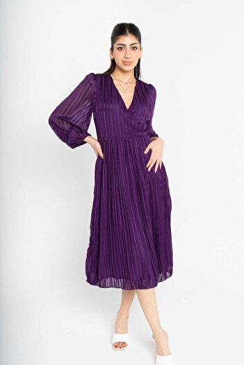 mica Long Sleeve Striped Midi Dress