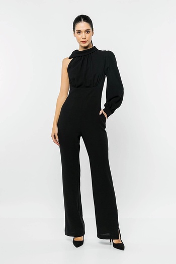 INVIDIA Single Balloon Sleeve Collar Detailed Jumpsuit