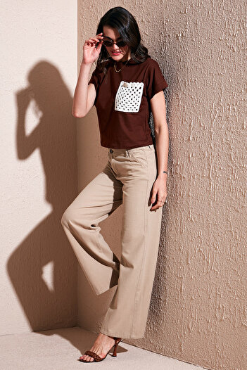Lela Cotton Standard Fit High Waist Wide Leg Pants Pants 668Yp5193