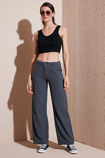 Lela Cotton Standard Fit High Waist Wide Leg Pants Pants 668Yp5193