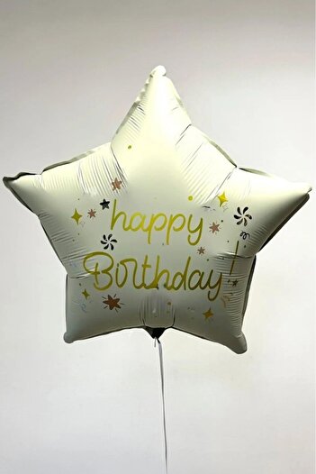 BeySüS Happy Birthday Cream Star Foil Balloon 18 Inch