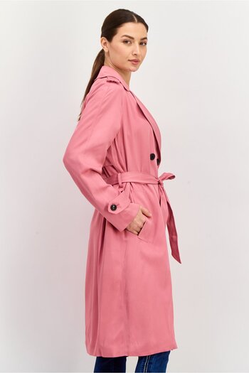 Tommy Hilfiger Women Plain Belted Trench Coat, English Pink