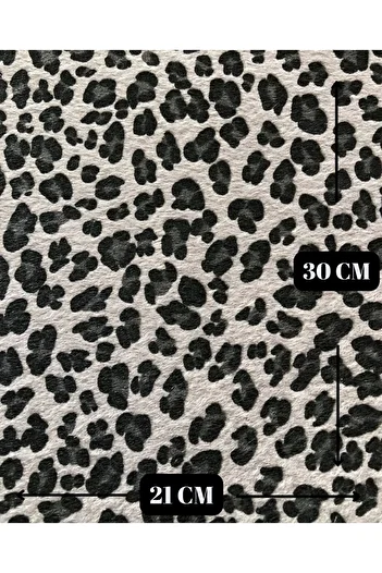 KumaşEvi Leopard Print Furry Adhesive Shoes, Bags and Car Interior Upholstery Product - 21 X 30 cm