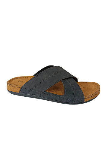 BENTO 63007 Black Men's Daily Cross Slippers