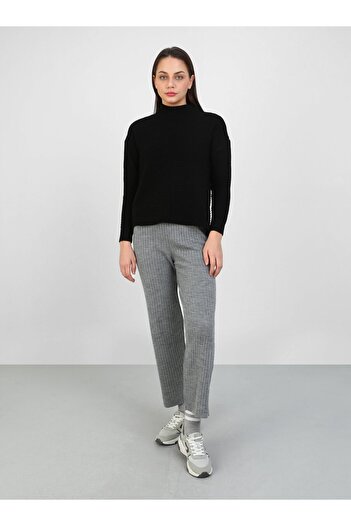Por La Cara Ribbed and Elastic Waist Knitwear Casual Trousers - Gray - Por La Cara