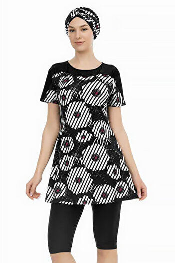 REMSA Short Sleeve Semi-Closed Swimsuit 211-516 Black