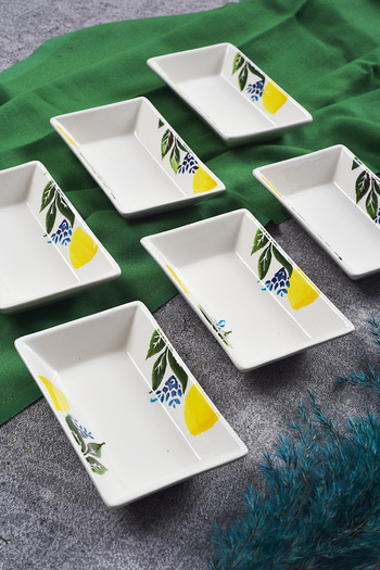 Piatti Naturali 6-Piece Snack Bowl Lemon Pattern Handmade Presentation Bowl Jam Sauce Bowl Breakfast Cookie Treat Set