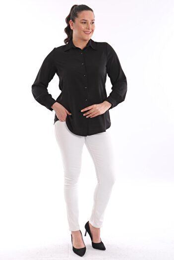 Metpoint Trend42Plus Plus Size Basic Black Shirt